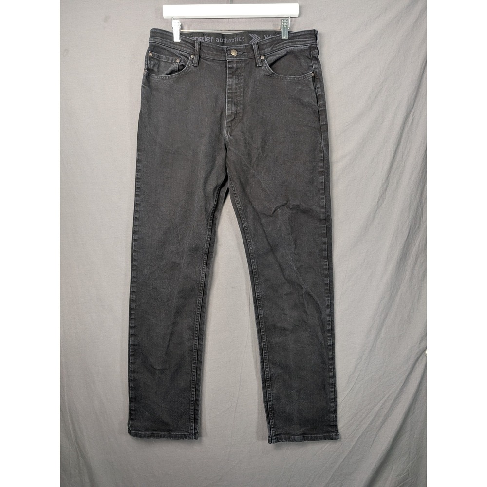 Wrangler Authentics Mens 35x34 Black Straight Leg Jeans